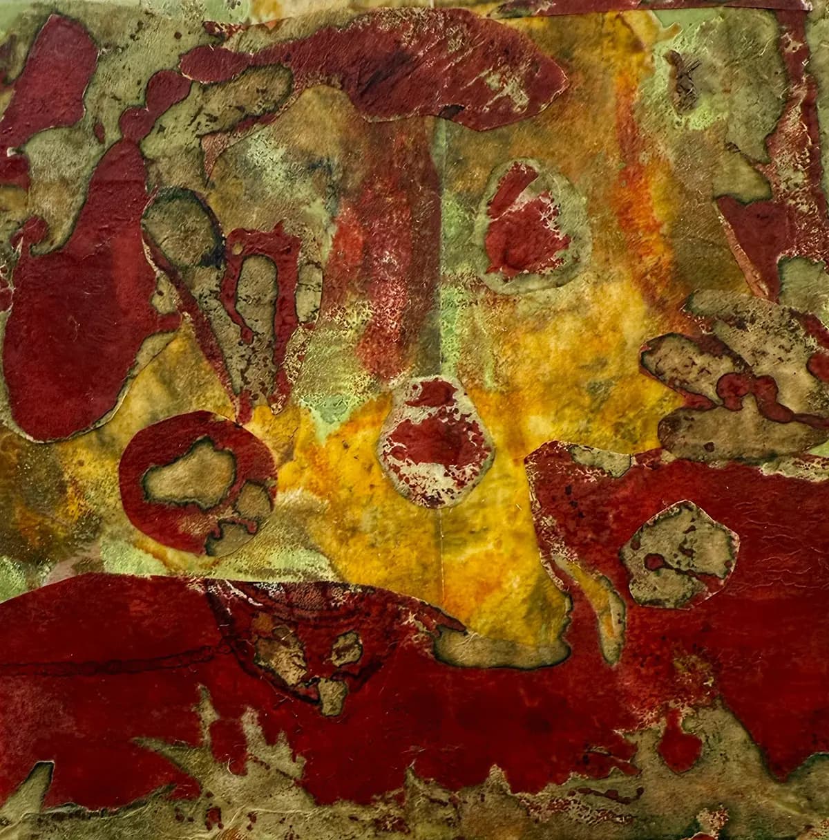 Fire Sign — Encaustic on board · 8" × 8"
