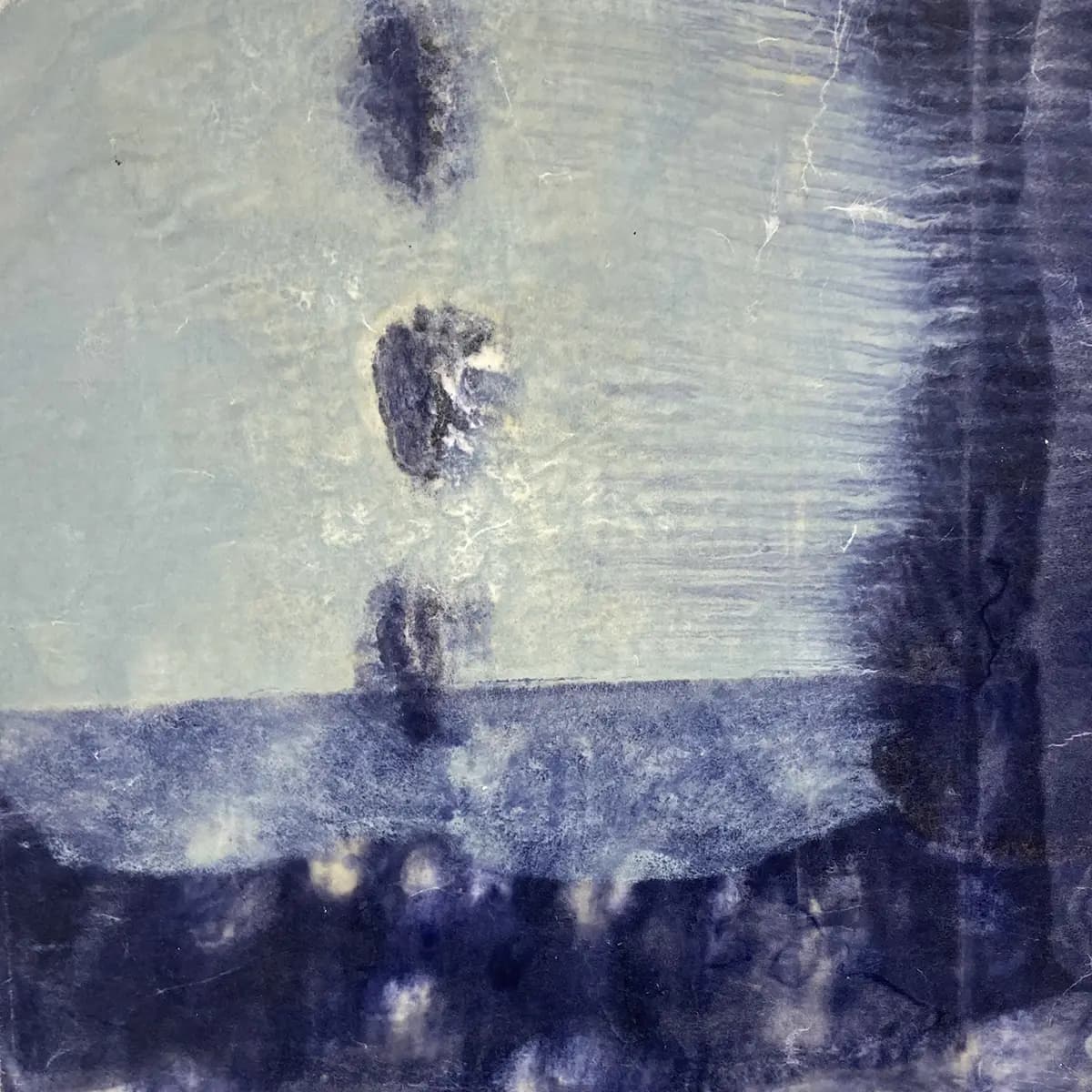 Blue on Blue-1 — Encaustic on board · 8" × 8"