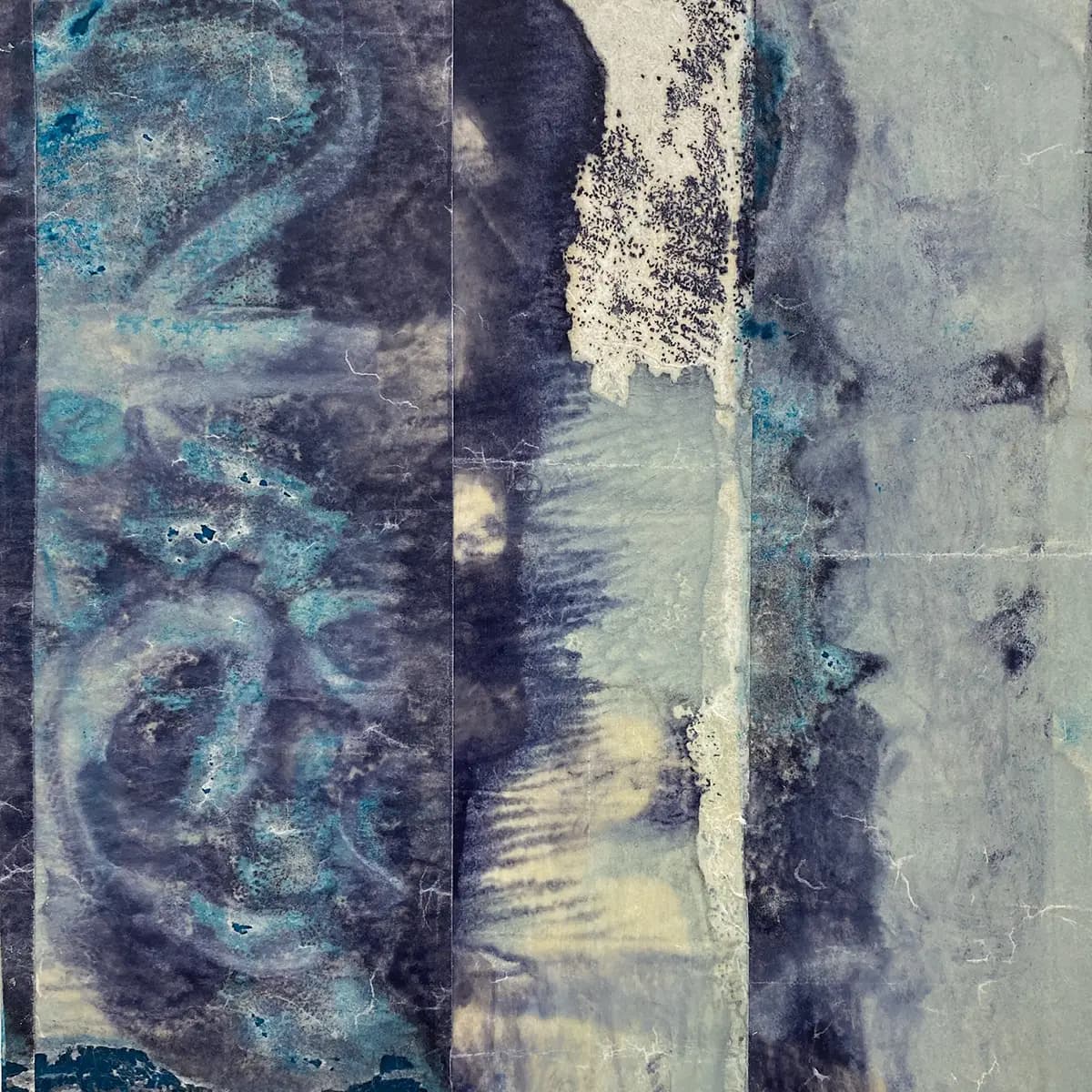 Blue on Blue-2 — Encaustic on board · 8" × 8"