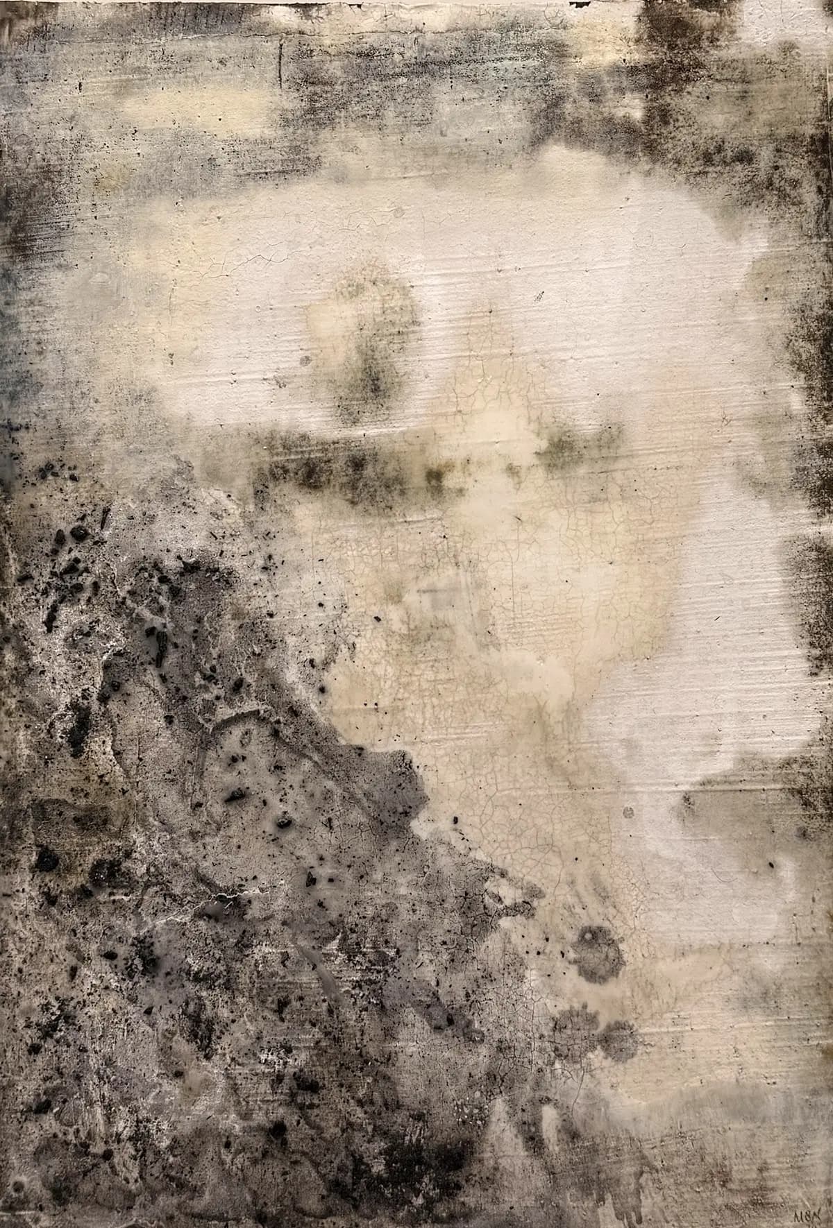 Searching Through the Ashes — Encaustic on panel · 11" × 17"