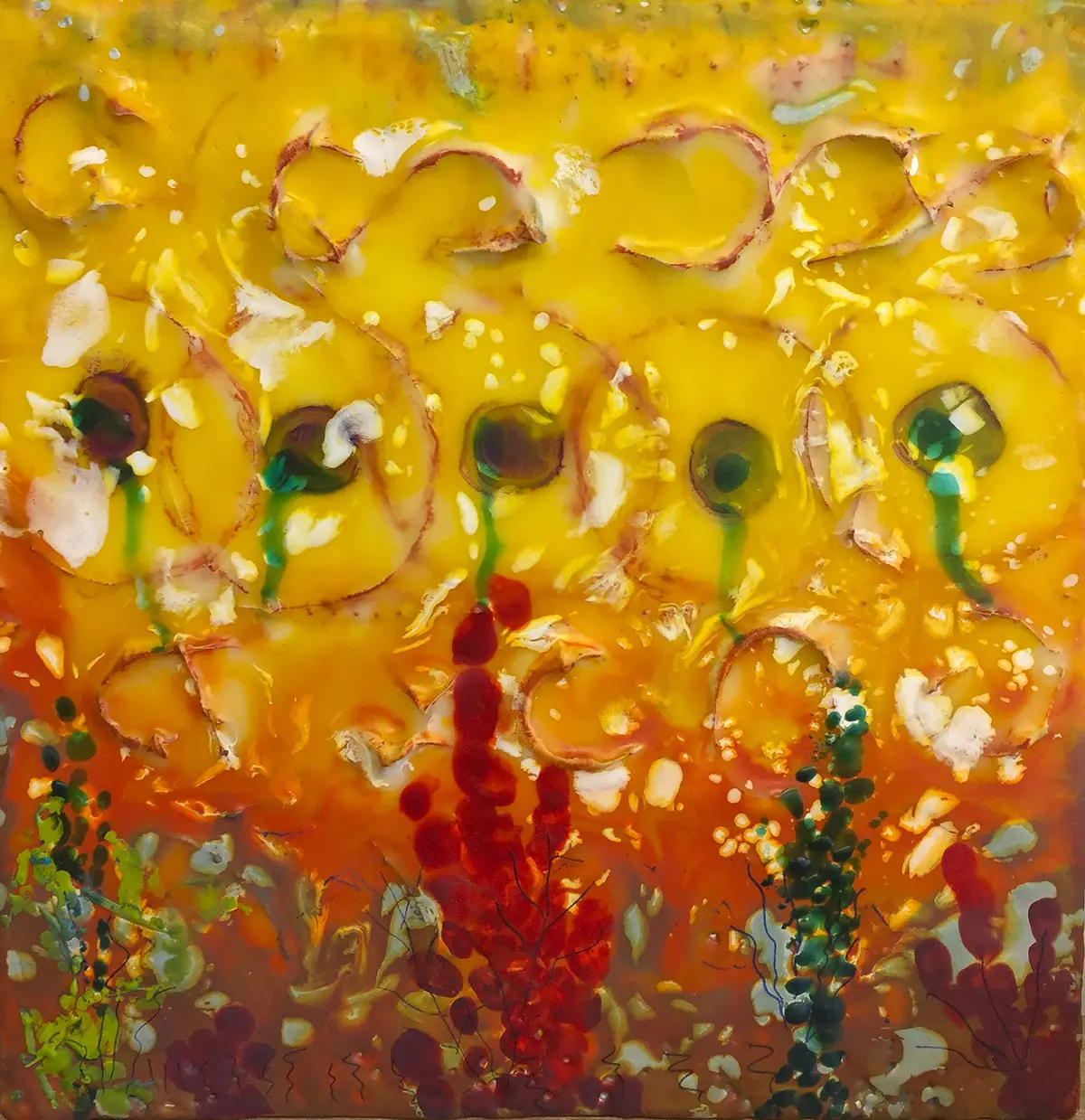 Underwater Wonder — Encaustic on panel · 12" × 12"