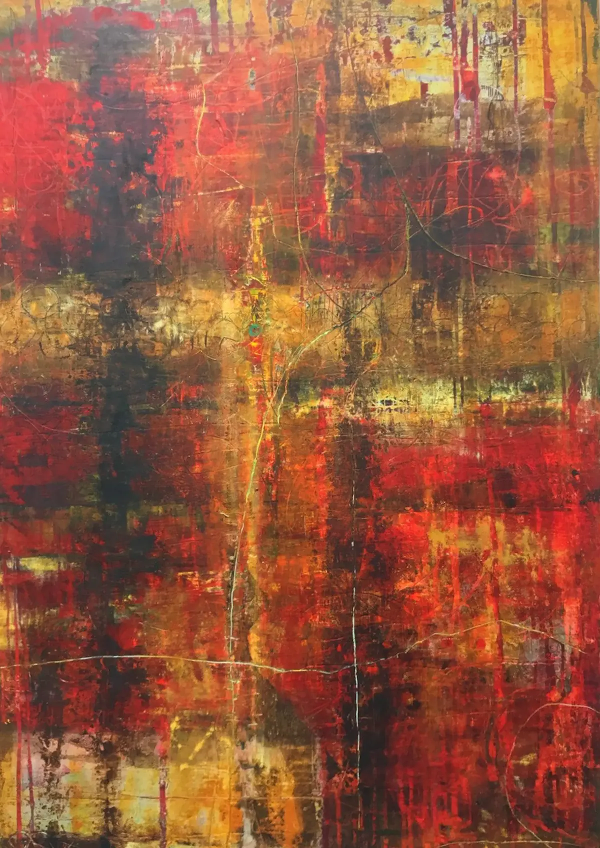 Red — Oil & cold wax on board · 36" × 24"