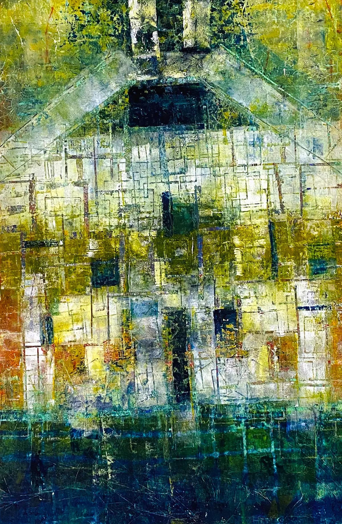 Blue — Oil & cold wax on board · 36" × 24"