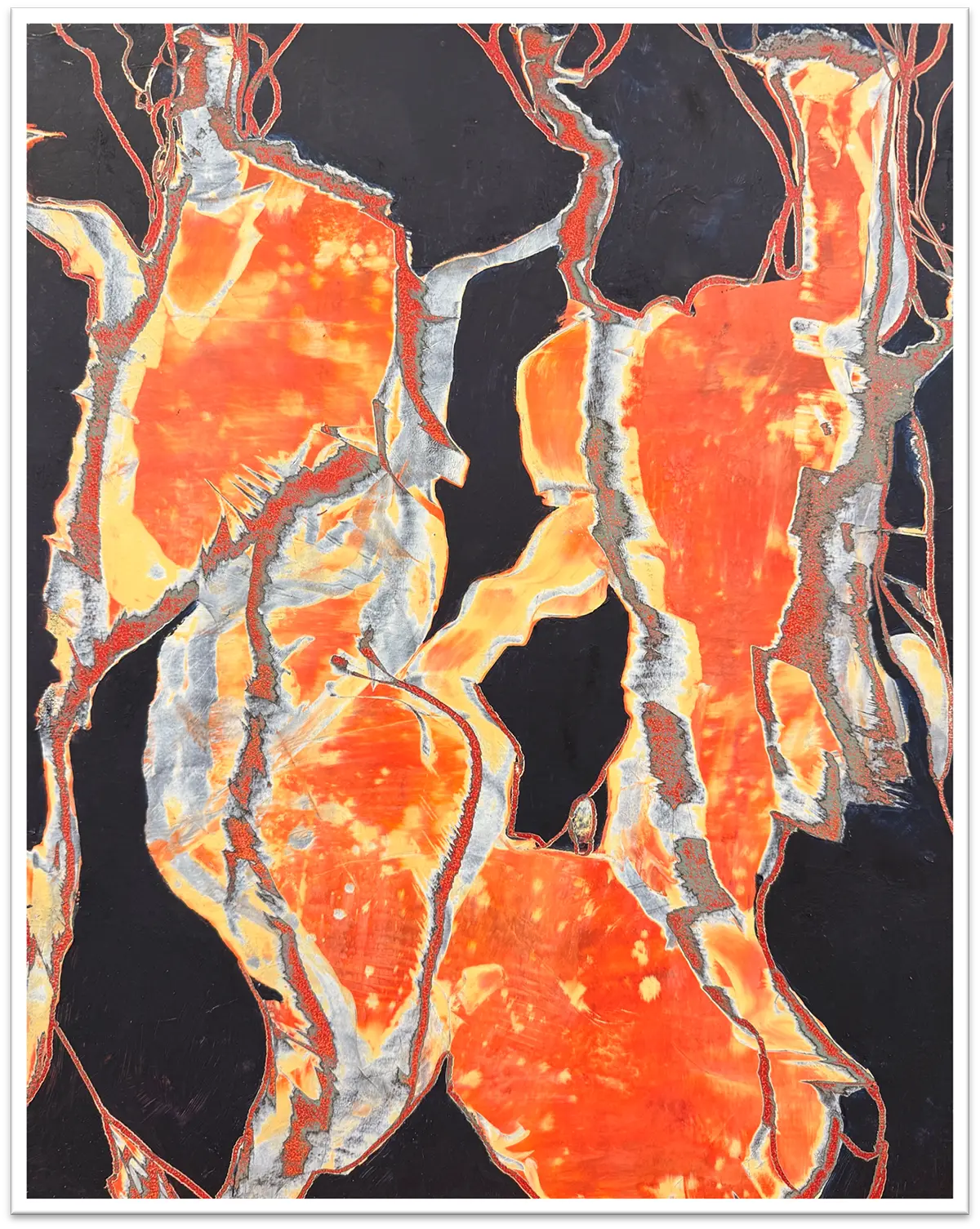 Defying the Flames — Oil & cold wax on board · 24" × 18"